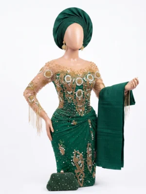 Green Luxury Hand Beaded African Wrapper Set Luxury Hand Beaded African Wrapper Set Manufacturer & Exporter
