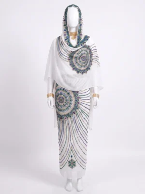 Luxury 3D Beaded Sudanese Toub with Hand Embellished Mandala Motifs 3D Custom Hand Beaded Sudanese Toub with Hand Embellished Mandala Motifs