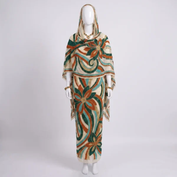 Luxury 3D Floral Beaded Sudanese Toub with Handcrafted Embellishments Luxury 3D Floral Beaded Sudanese Toub with Handcrafted Embellishments