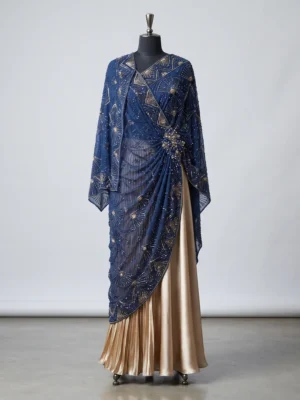 Royal Blue Hand Beaded Traditional Sabai Wrap Royal Blue Custom Hand Beaded Traditional Sabai Wrap Manufacturer & Exporter