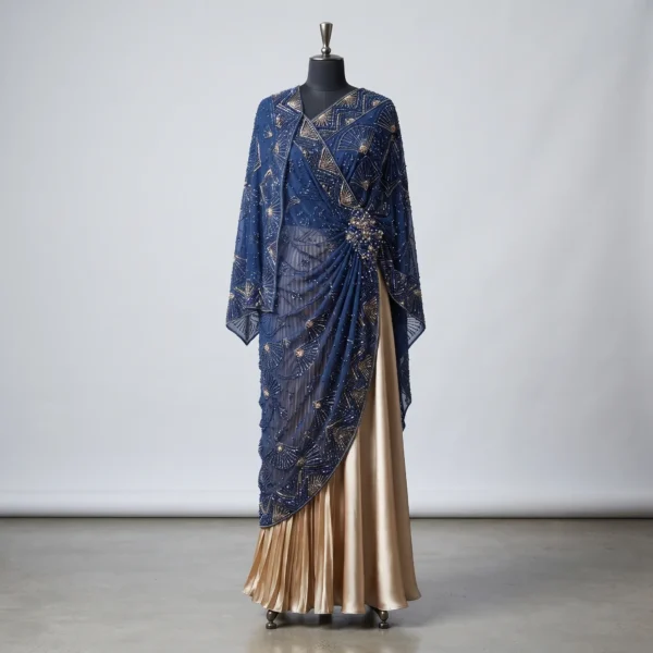 Royal Blue Custom Hand Beaded Traditional Sabai Wrap Manufacturer & Exporter